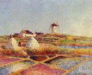 unknow artist Landscape with Mill near the Salt Ponds oil painting on canvas